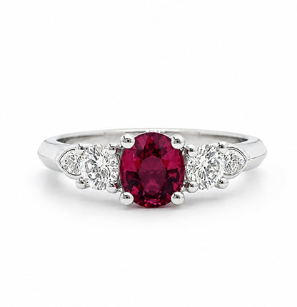 14K White Gold 3-Stone Diamond and Tourmaline Ring ER1289R