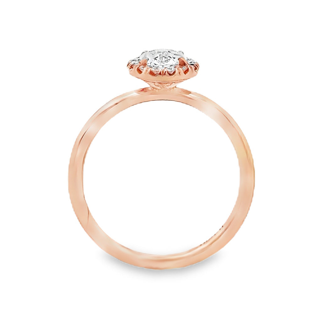 14K Rose Gold Halo Engagement Ring with Oval Cut Center Stone -ER1309