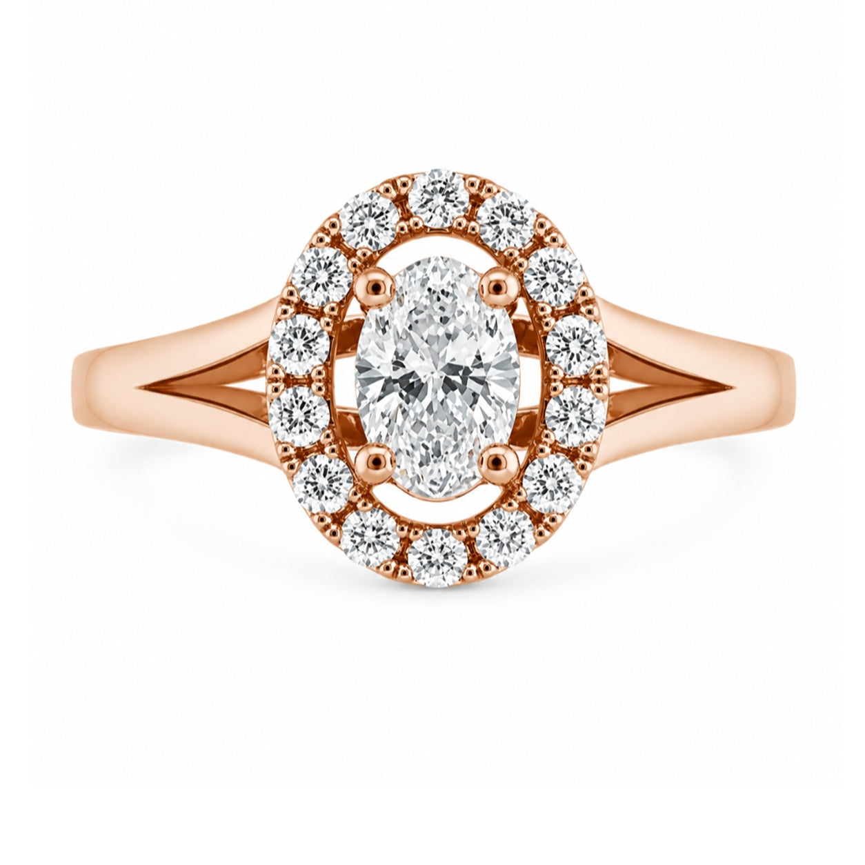 14K Rose Gold Halo Engagement Ring With Split-Shank ER1324