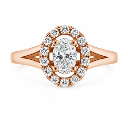 14K Rose Gold Halo Engagement Ring With Split-Shank ER1324