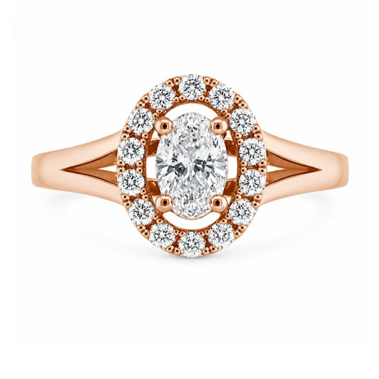14K Rose Gold Halo Engagement Ring With Split-Shank ER1324