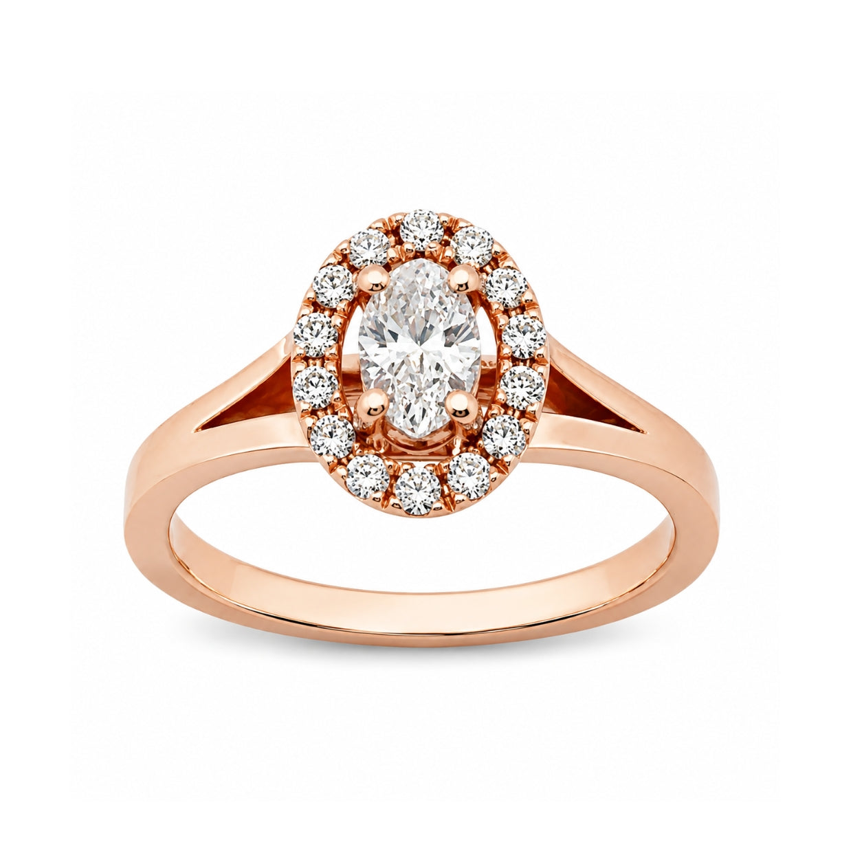 14K Rose Gold Halo Engagement Ring With Split-Shank ER1324
