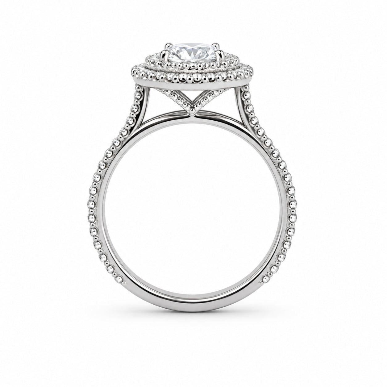 Platinum Double Halo Oval Cut Engagement Ring, ER1340