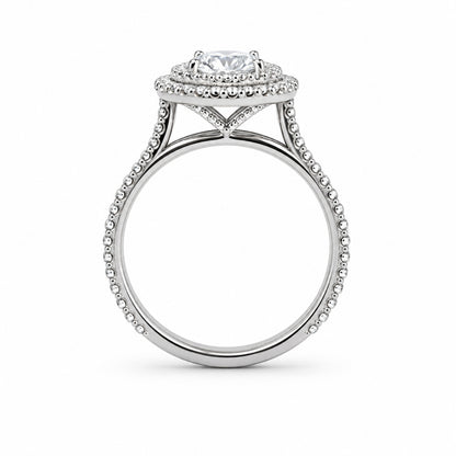 Platinum Double Halo Oval Cut Engagement Ring, ER1340