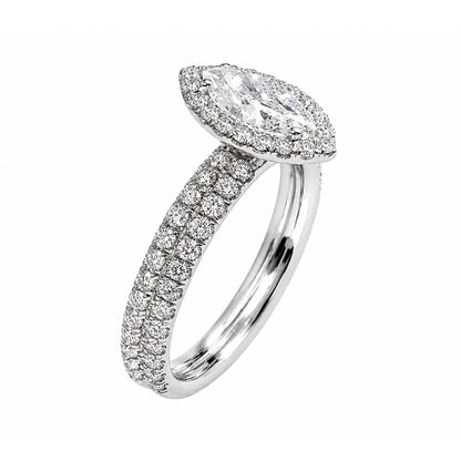 14K White Gold Halo Double Band Engagement Ring ER1362