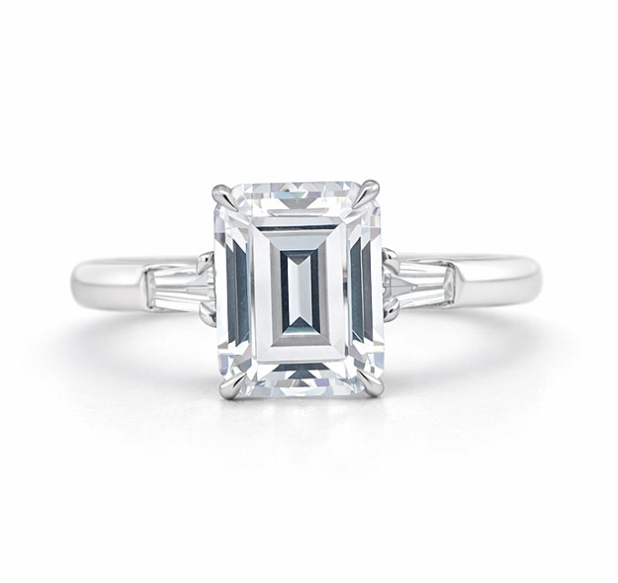 Three-Stone Baguette Emerald Engagement Ring, ER1376