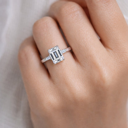 Three-Stone Baguette Emerald Engagement Ring, ER1376