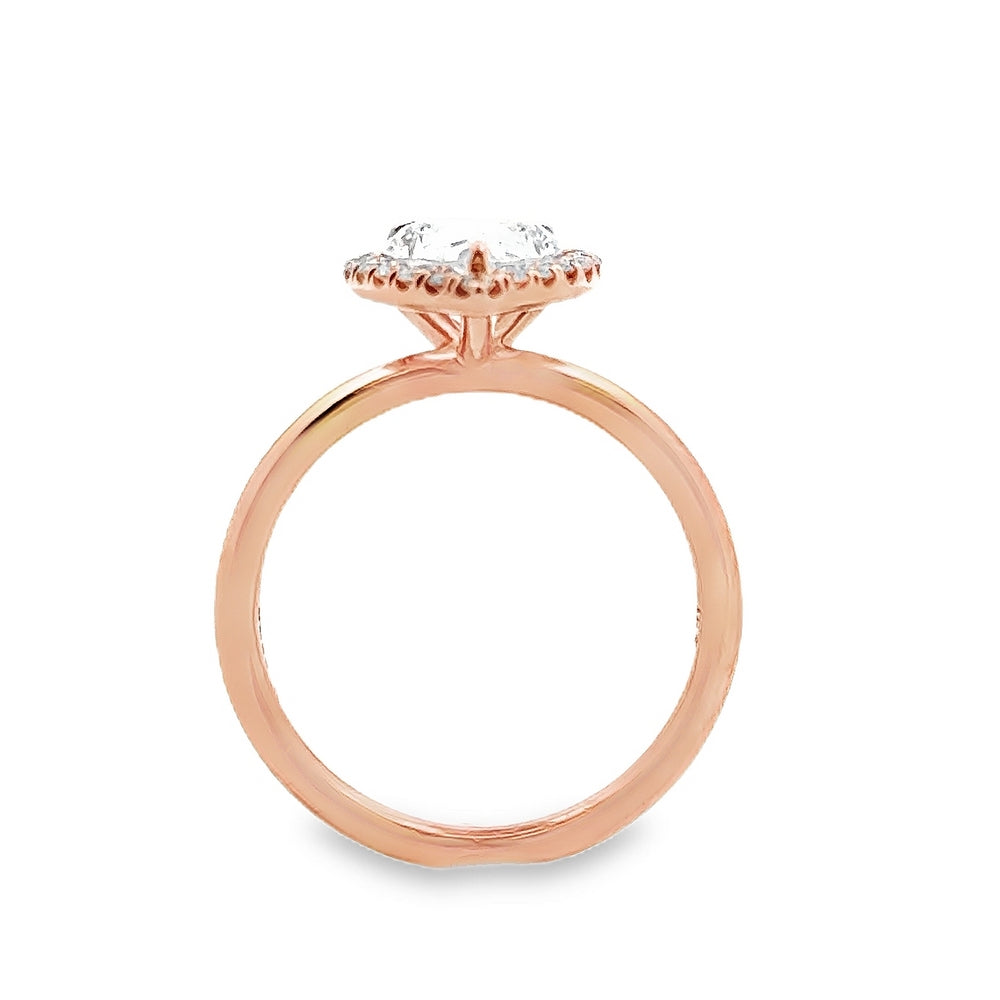 18K Rose Gold Halo Engagement Ring With Pear Shape Center Stone -ER1378