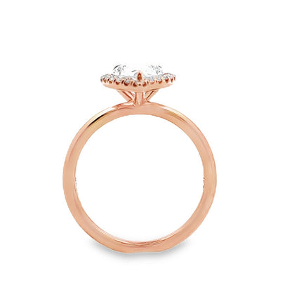 18K Rose Gold Halo Engagement Ring With Pear Shape Center Stone -ER1378