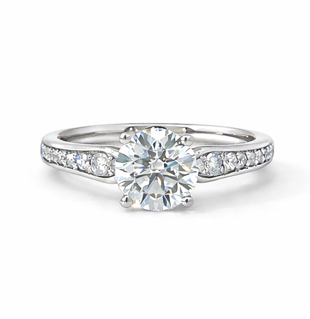 Four Prong Modern Cathedral Engagement Ring, ER1397