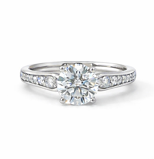 Four Prong Modern Cathedral Engagement Ring, ER1397