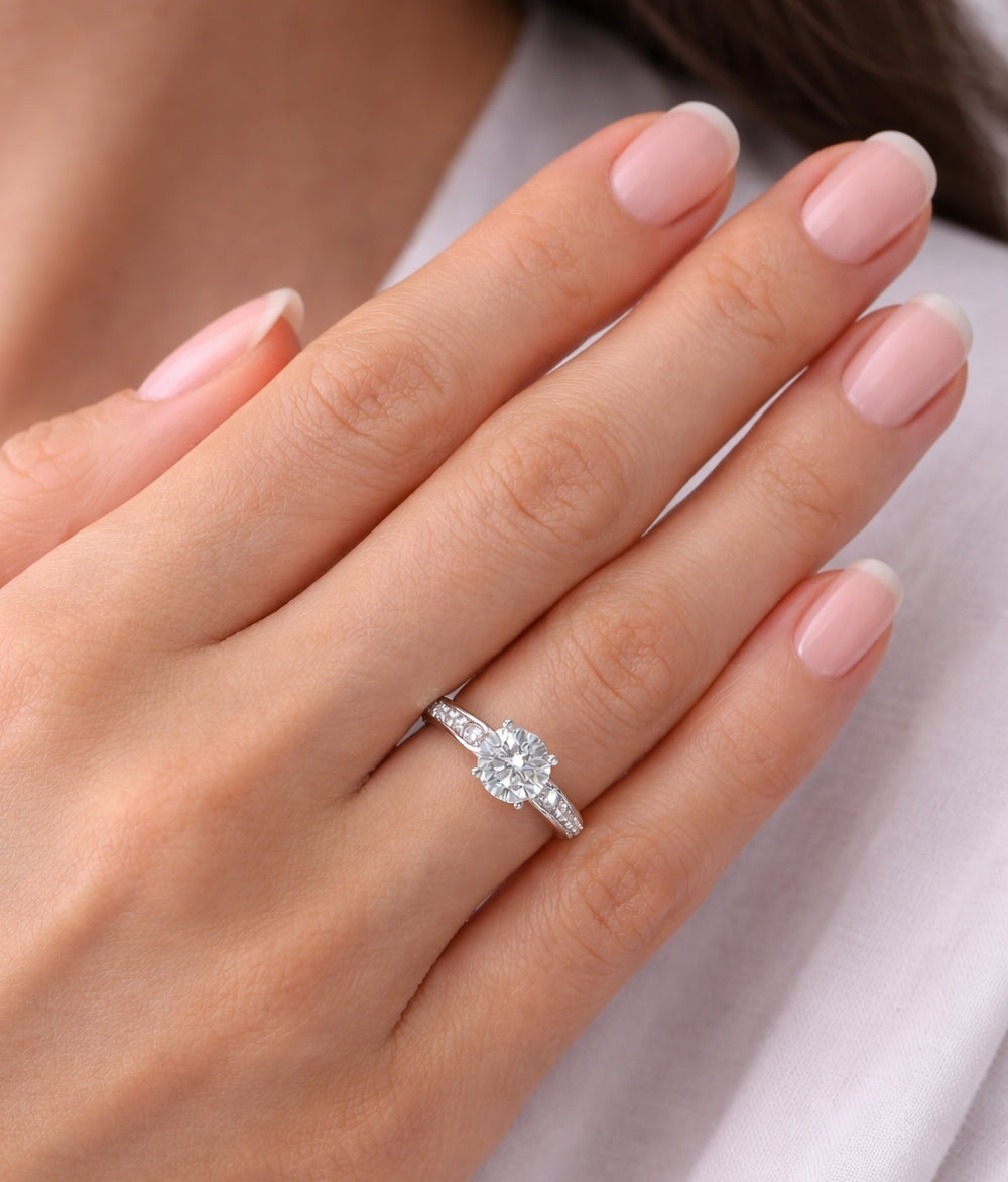 Four Prong Modern Cathedral Engagement Ring, ER1397