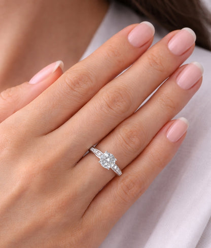 Four Prong Modern Cathedral Engagement Ring, ER1397