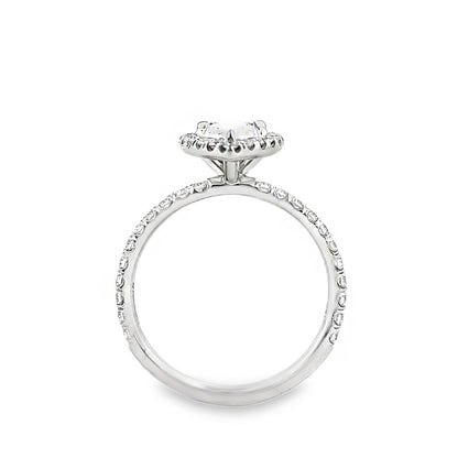 18K White Gold Halo Engagement Ring With Pear Cut Center Stone -ER1408