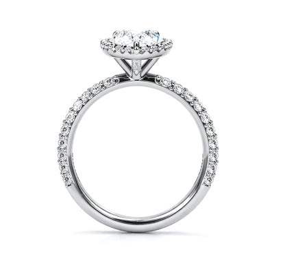 14K White Gold Halo Engagement Ring Marquise Cut Diamond ER1408M
