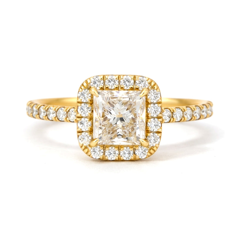 Princess Cut Halo Engagement Ring U-Pave, ER1413