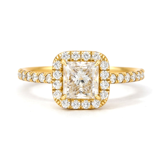 Princess Cut Halo Engagement Ring U-Pave, ER1413