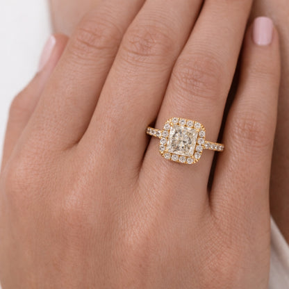 Princess Cut Halo Engagement Ring U-Pave, ER1413