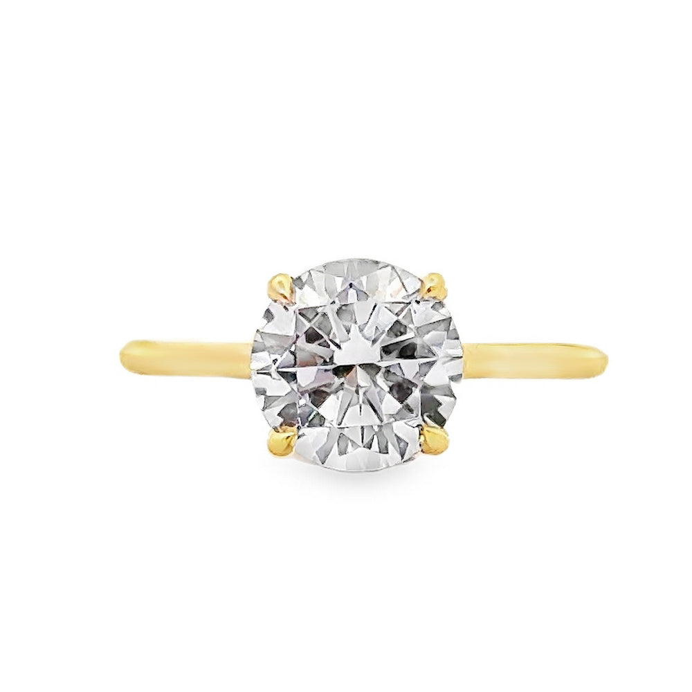 18K Yellow Gold Engagement Ring With Round Cut Center Stone -ER1420