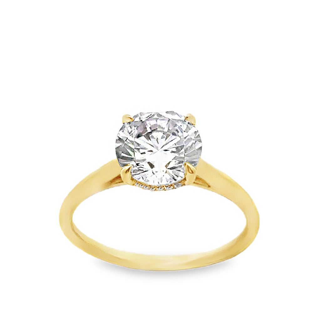 18K Yellow Gold Engagement Ring With Round Cut Center Stone -ER1420