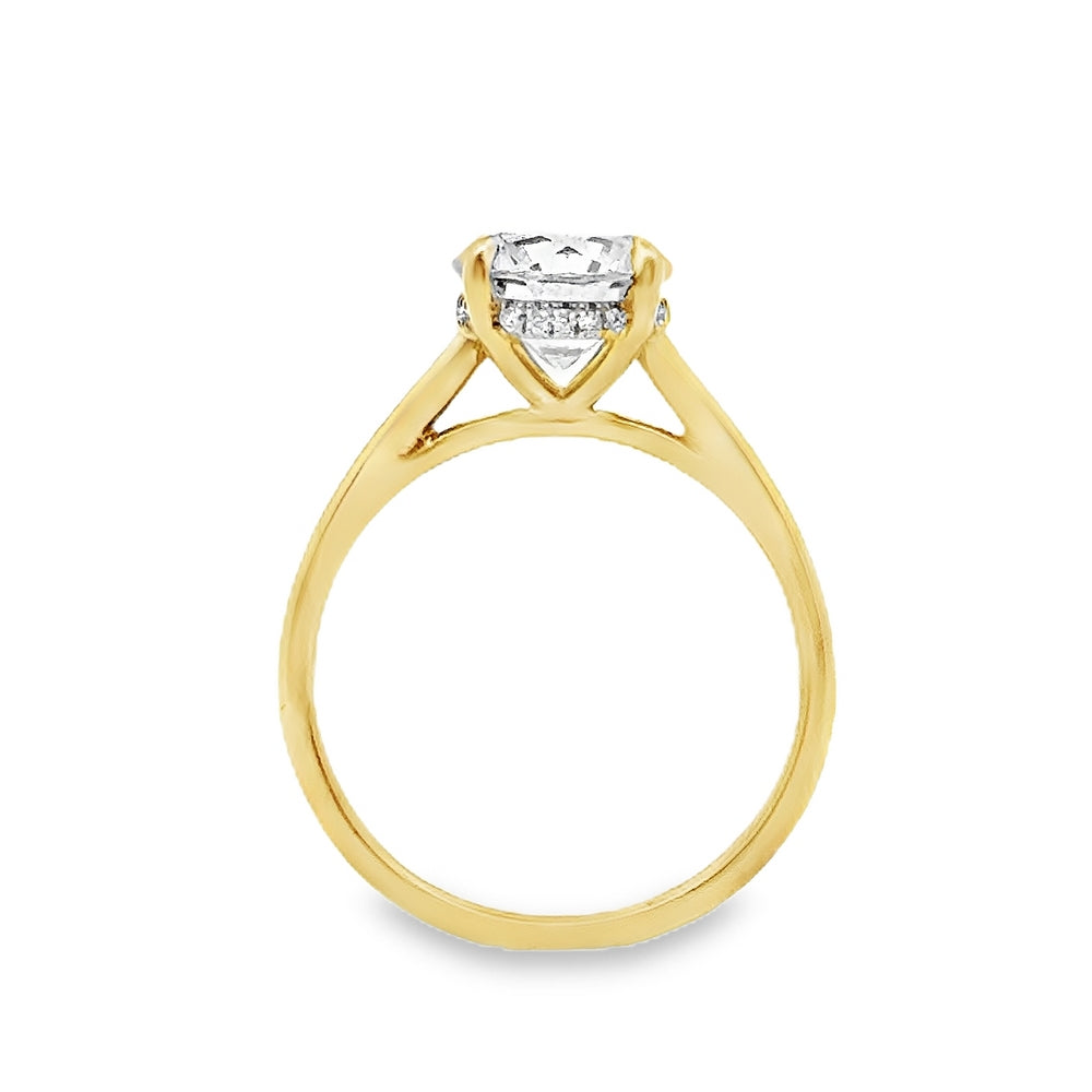 18K Yellow Gold Engagement Ring With Round Cut Center Stone -ER1420