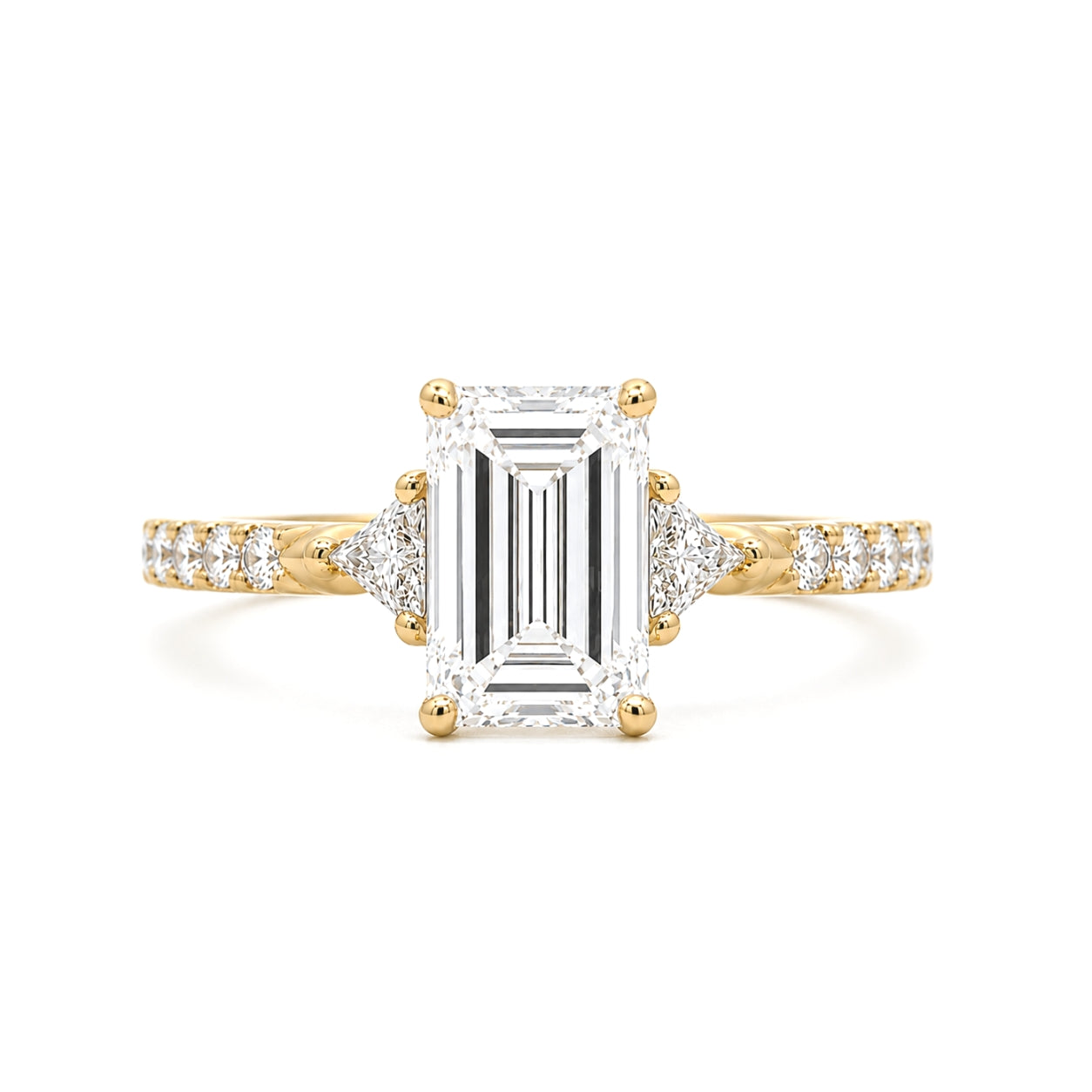 Three-Stone Engagement Ring 14K Yellow Gold, ER1524