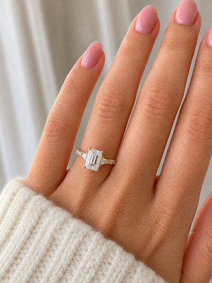Three-Stone Engagement Ring 14K Yellow Gold, ER1524