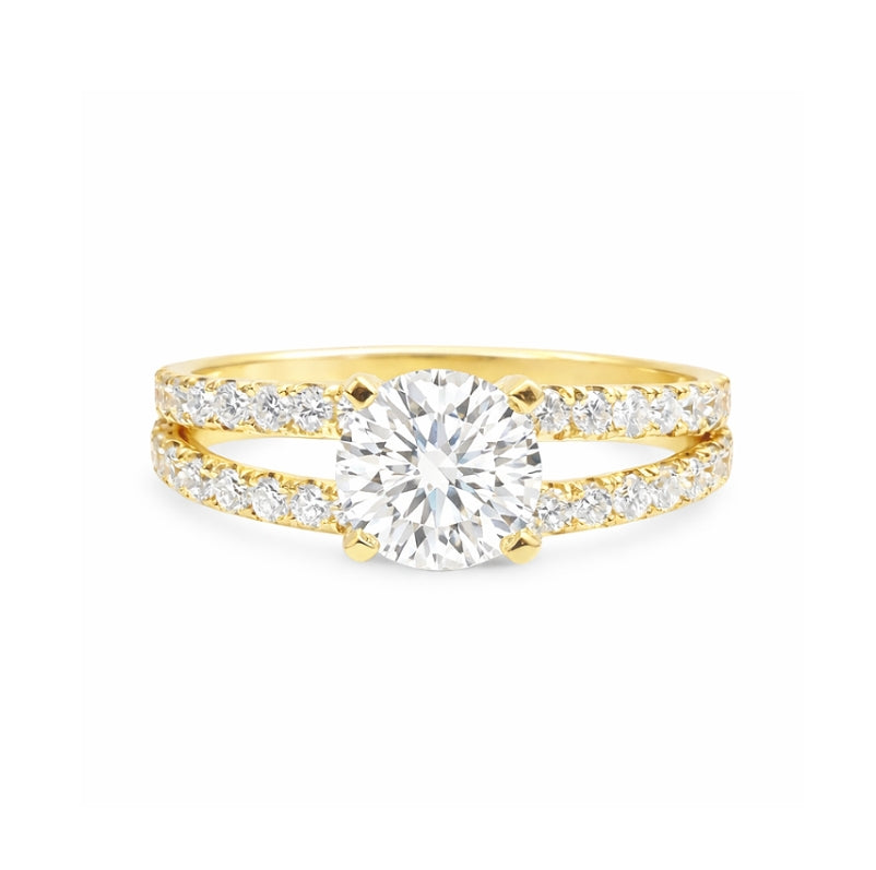 Double Band Hidden Halo Engagement Ring, ER1432