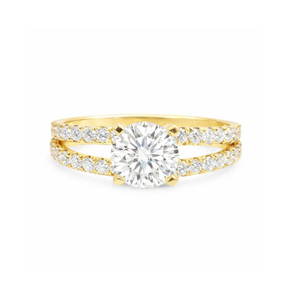 Double Band Hidden Halo Engagement Ring, ER1432