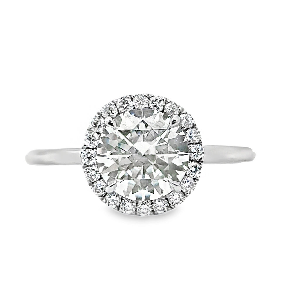 18K White Gold Halo Engagement Ring For Round Cut Center Stone ER1438