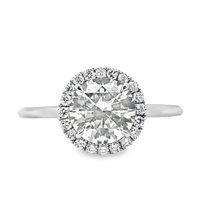 18K White Gold Halo Engagement Ring For Round Cut Center Stone ER1438