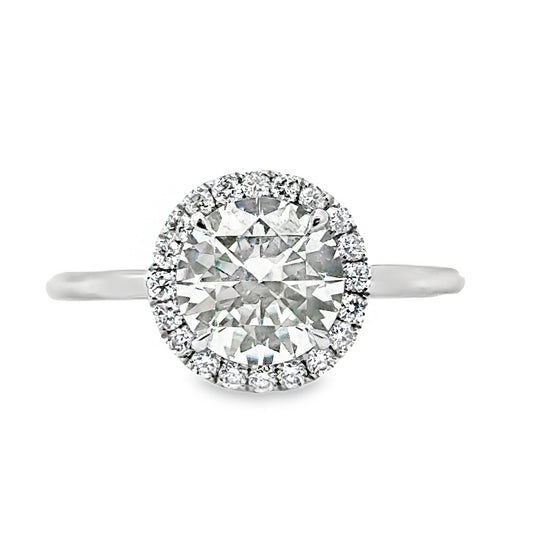 18K White Gold Halo Engagement Ring For Round Cut Center Stone ER1438