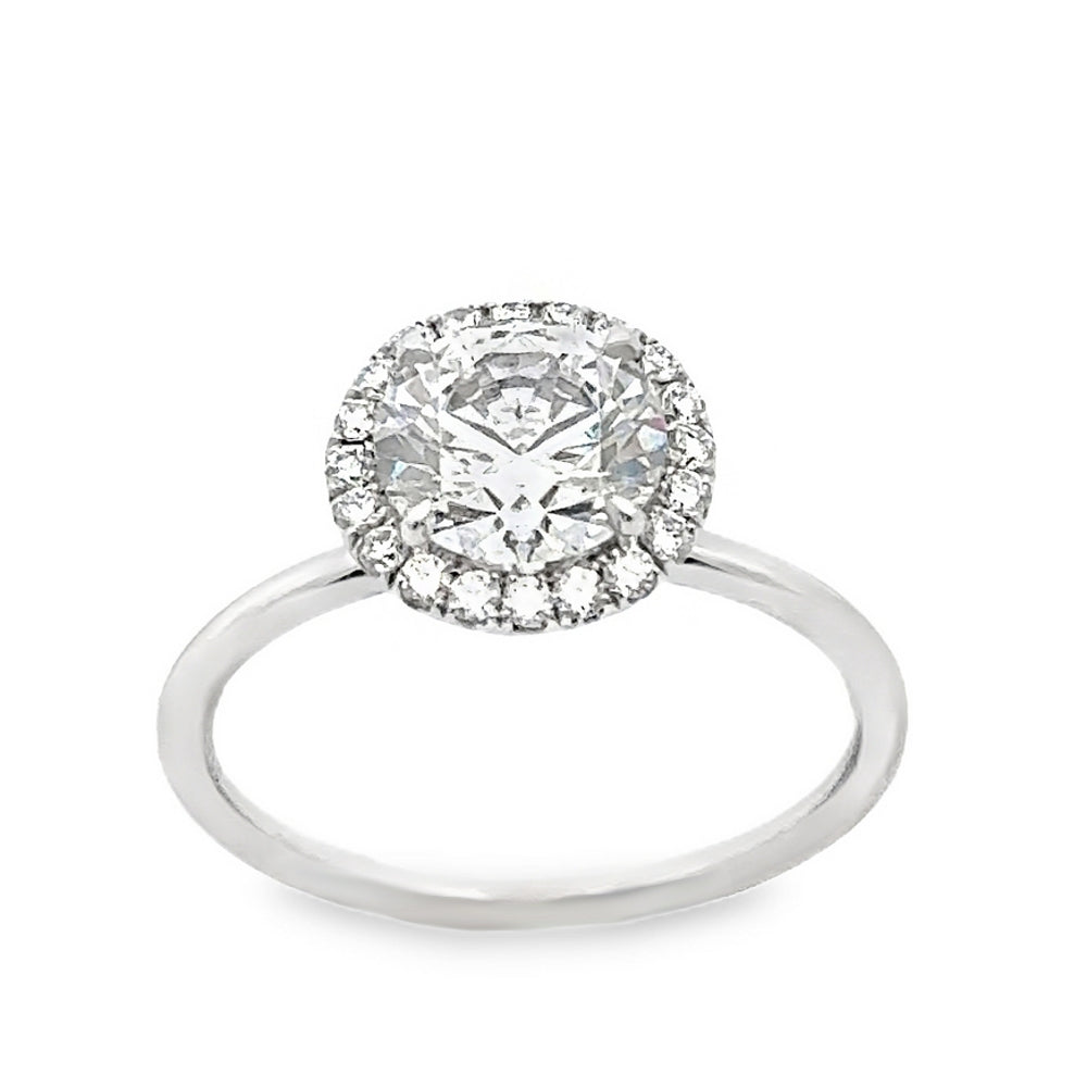 18K White Gold Halo Engagement Ring For Round Cut Center Stone ER1438