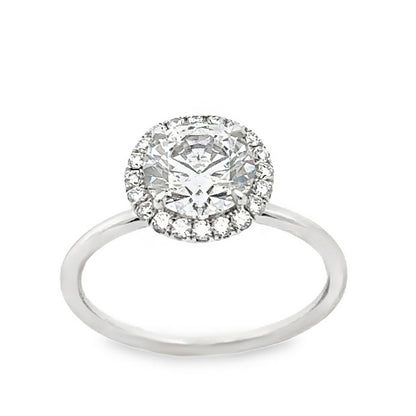 18K White Gold Halo Engagement Ring For Round Cut Center Stone ER1438