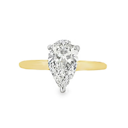 14K Yellow Gold Engagement Ring With Pear Cut Center Stone -ER1442