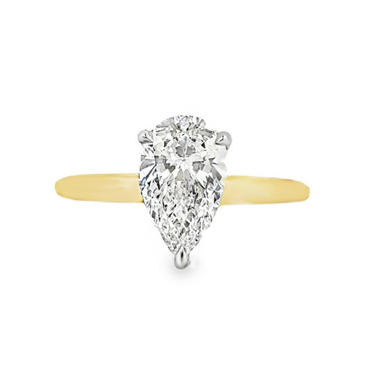 14K Yellow Gold Engagement Ring With Pear Cut Center Stone -ER1442