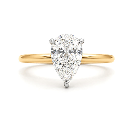 2-Tone Pear Shape Diamond  Solitaire Engagement Ring, ER1442