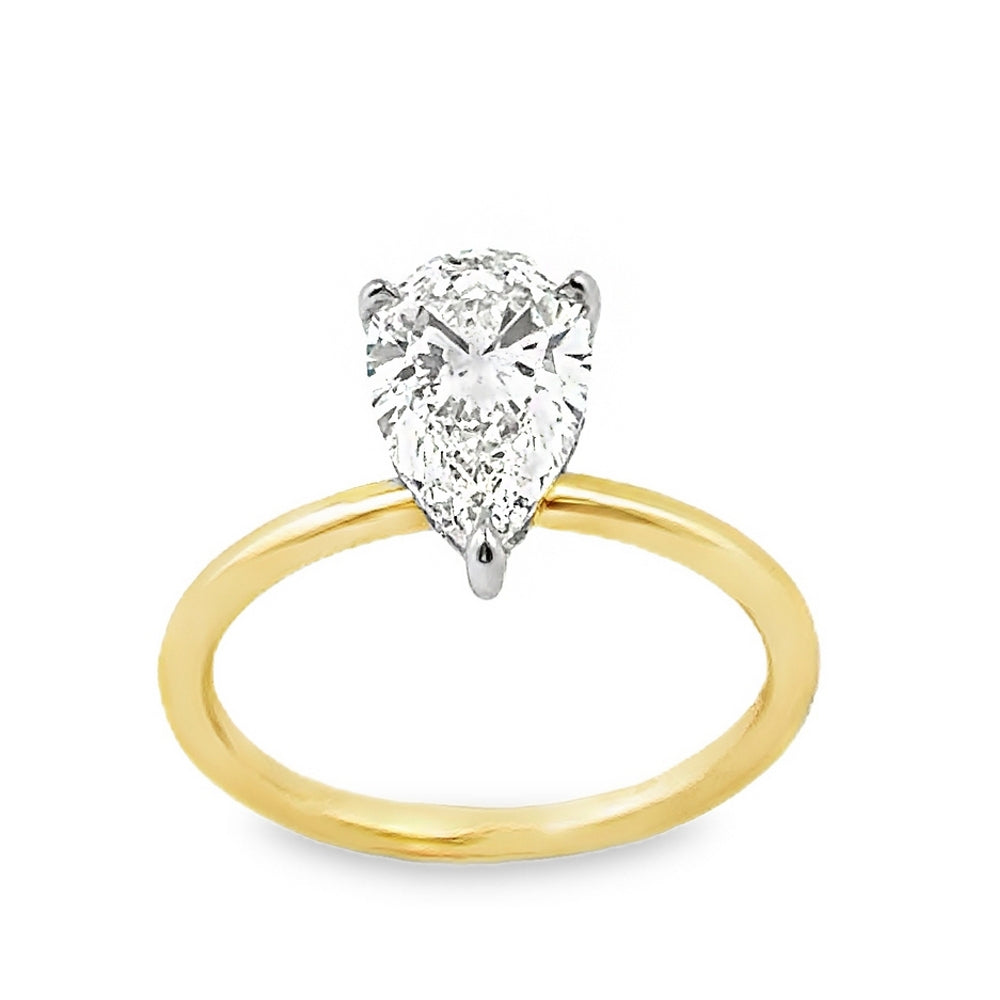 14K Yellow Gold Engagement Ring With Pear Cut Center Stone -ER1442