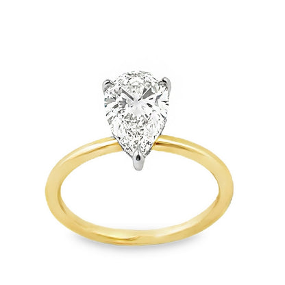 14K Yellow Gold Engagement Ring With Pear Cut Center Stone -ER1442