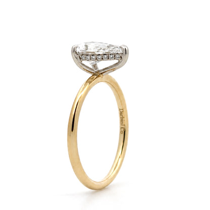 2-Tone 14K Pear Shape Diamond  Solitaire Engagement Ring, ER1442