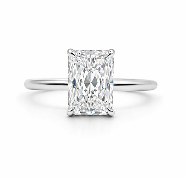 Hidden Halo Solitaire Engagement Ring Radiant Cut, ER1444