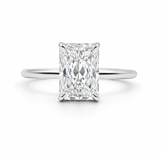 Hidden Halo Solitaire Engagement Ring Radiant Cut, ER1444