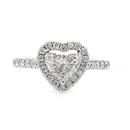 14K White Gold Halo Engagement Ring With A Heart Shape Center Stone -ER1449