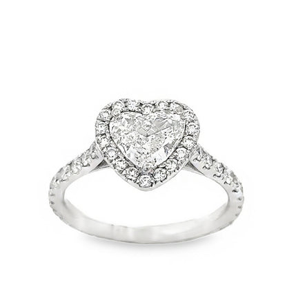 14K White Gold Halo Engagement Ring With A Heart Shape Center Stone -ER1449