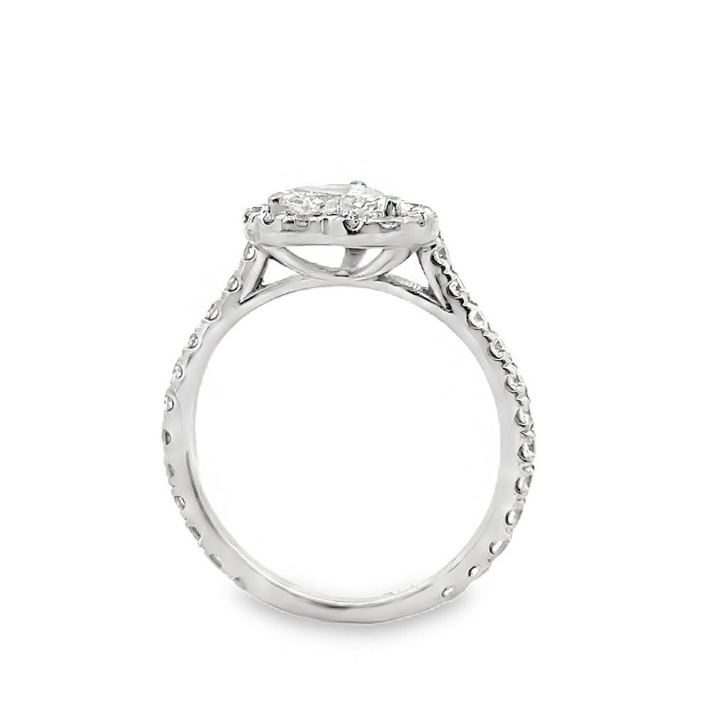 14K White Gold Halo Engagement Ring With A Heart Shape Center Stone -ER1449