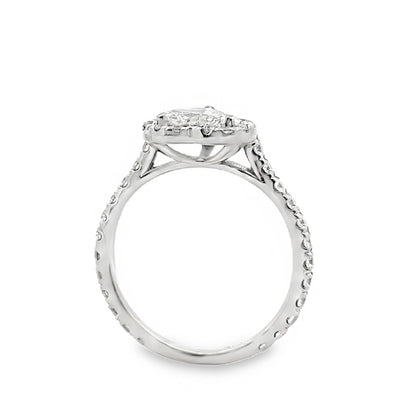 14K White Gold Halo Engagement Ring With A Heart Shape Center Stone -ER1449