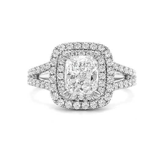 Radiant Cut Double Halo Engagement Ring, ER1481