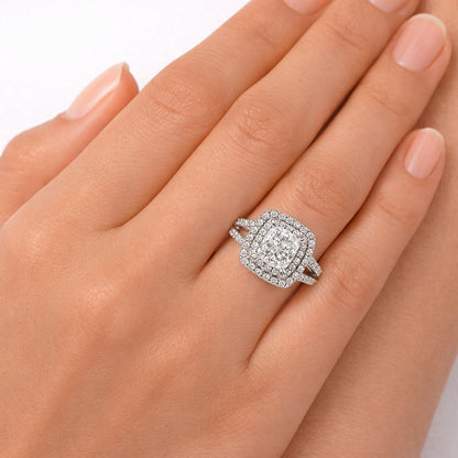 Radiant Cut Double Halo Engagement Ring, ER1481