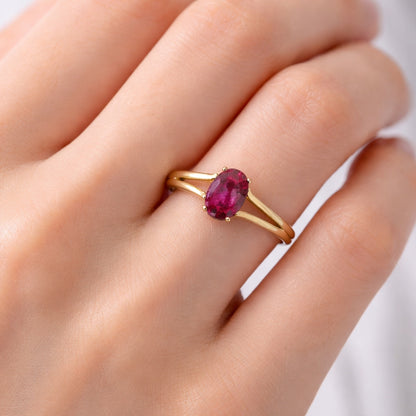 Oval Cut Ruby Solitaire Engagement Ring, ER1498