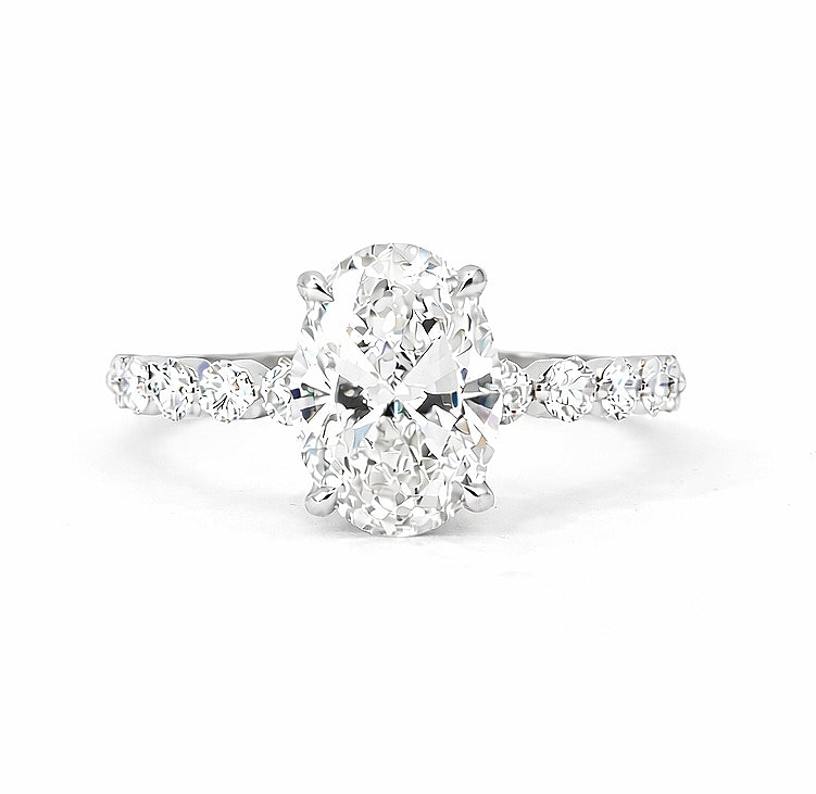 Four Prong Oval and Round Cut Diamond Ring, ER1517